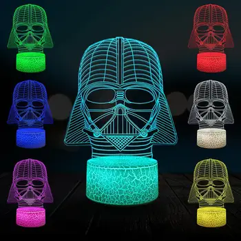 

Darth Vader Black Warrior 3D Cartoon Lamp LED USB Night Light Multicolor Touch Remote Luminaria Switch Color Table Toy Gifts