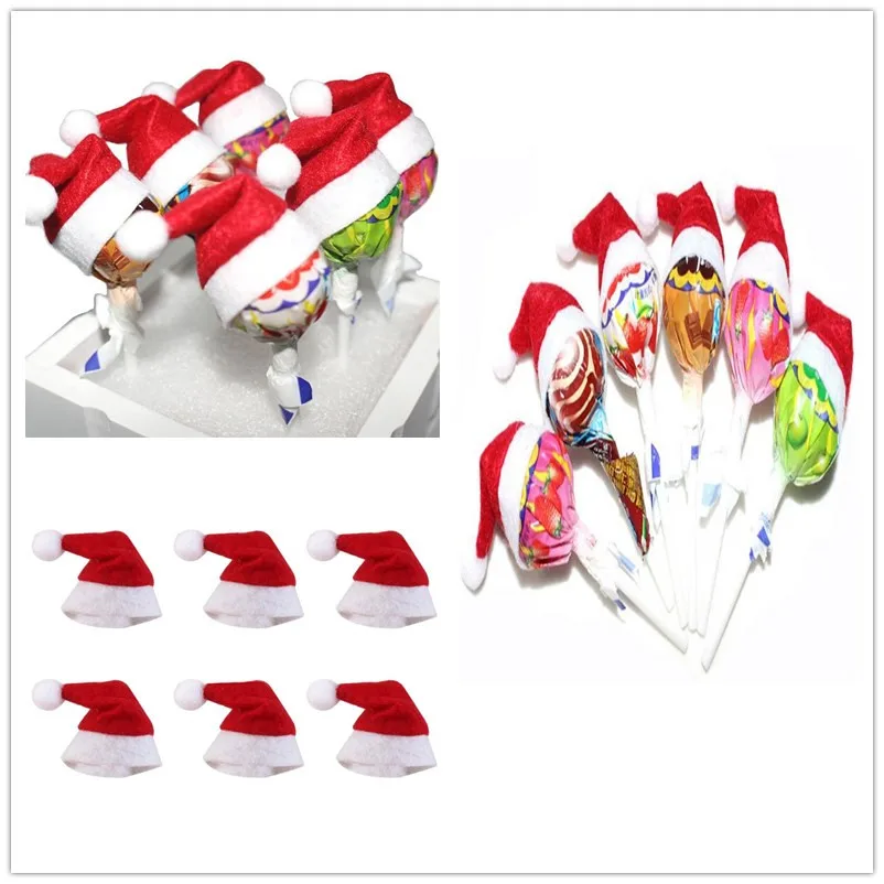 6 Pcs Mini Santa Claus Hat Christmas Xmas Holiday Lollipop