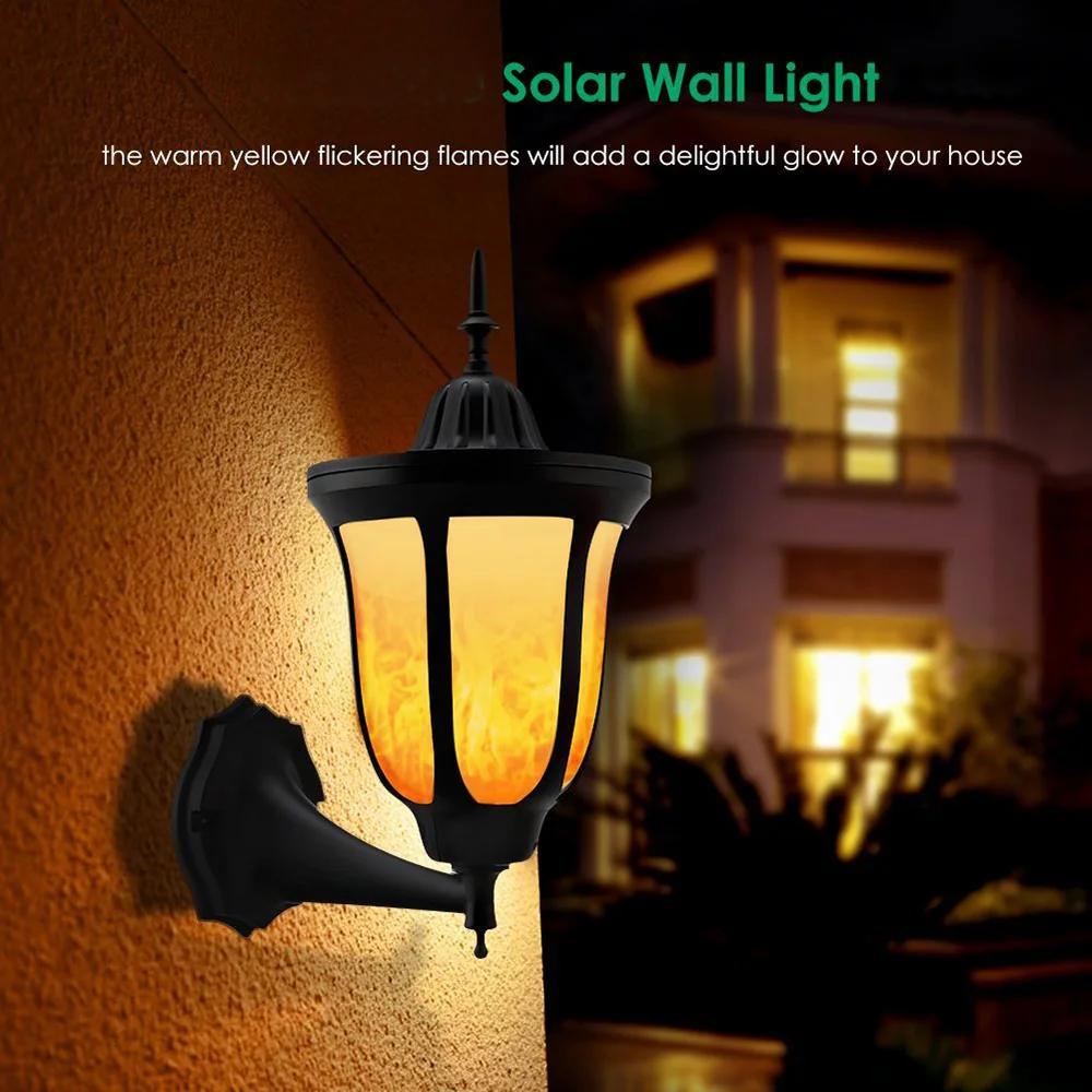 Emissor de Luz Decoração do Jardim Parede ao ar Livre à Prova Água para Pátio Diodo Solar Leds Tochas Solares Chamas Cintilação Lâmpada Dwaterproof Quintal 96 11 Lâmpadas solares