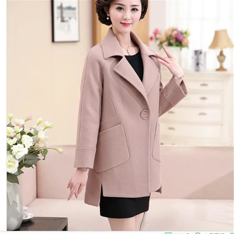Manteaux 2018 Femmes Colour Gamme Vêtements Moyen Automne Printemps Khaki beige New Plus Parka Manteau K0615 Laine Courte Haut caramel Size De Veste Femelle D'âge r8x7wqrB