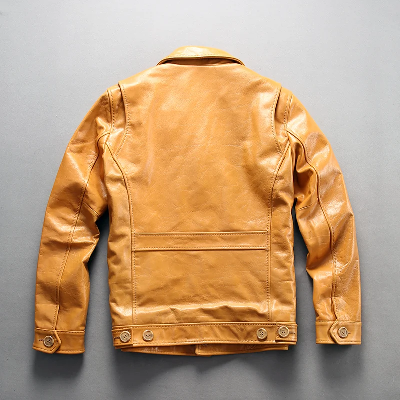 Buy A1831 Read Description ! Asian size super quality men's genuine cow leather coat vintage cowhide leather jacket