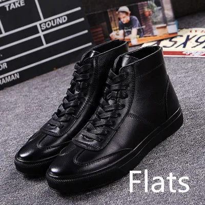 Новые высокие ботинки из натуральной кожи Для мужчин Повседневное белые туфли Корейская версия увеличить зимние сапоги Мужская обувь Zapatos De Hombre - Цвет: 3