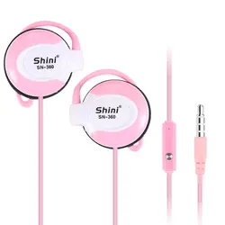 Милые розовые спортивные наушники мм 3,5 мм гарнитура ушные крючки бас-наушники с микрофоном для девочек Дети Взрослые для Xiaomi iPhone