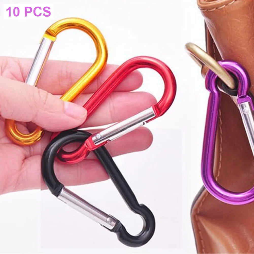 

New 10Pcs Carabiner Trinkets Aluminum Alloy Carabiners Spring Snap Clip Hooks Keychain Climbing B2Cshop JY18