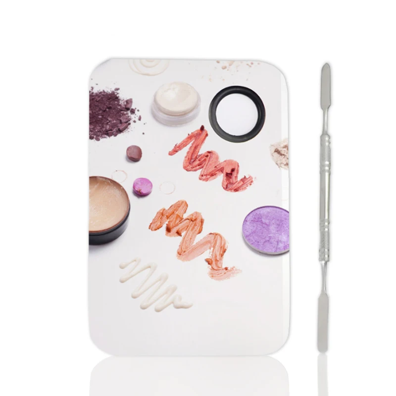 

Stainless Steel Makeup Palette Nail Art Plate with Spatula Tool Kit for Face Foundation Mixing Pigments Cosmetics