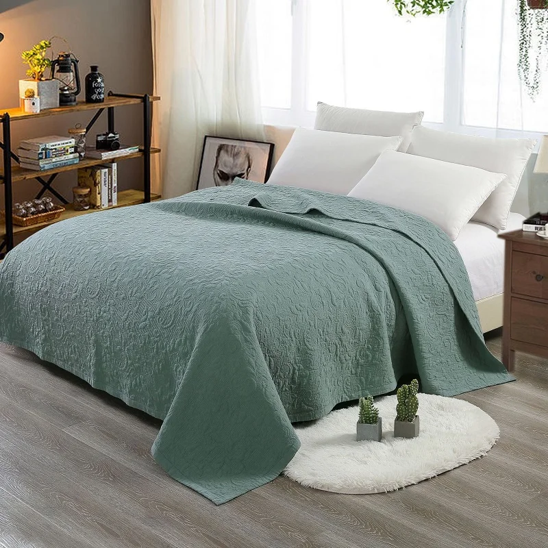 

CHAUSUB Quality Bedspread Quilt 1PC Sand Washing Cotton Quilts Embroidered Quilted Coverlet 200*230cm Soft Blanket 6-Colors