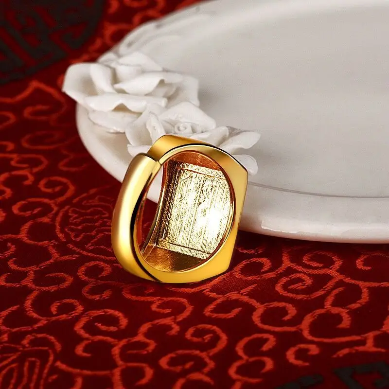 MxGxFam кольца для мужчин 24 к из чистого золота цвет квадратный тусклый польский модные ювелирные изделия с регулировкой