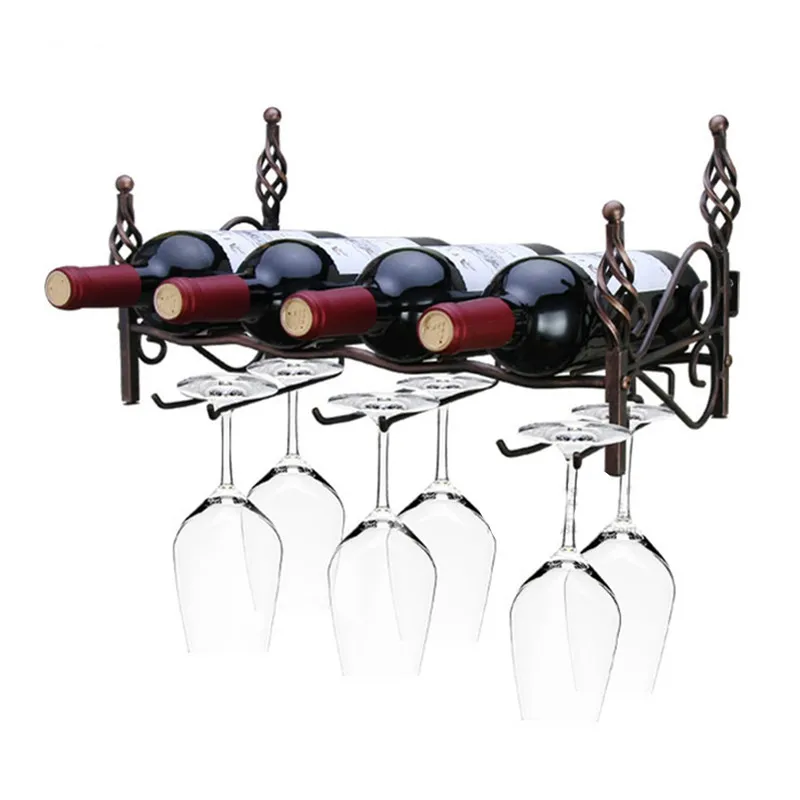 

Creative Wine Rack Wine Holder Kitchen Bar Wall Decor Display Storage Shelf Hanging Shelf Barware Supplies L3107