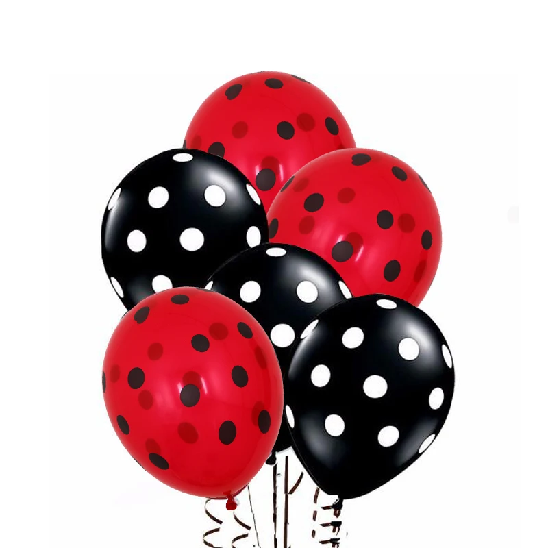 

10pcs Ladybug Black Red Spot Polka dot latex balloons globos Mickey Minnie party Birthday presents balloon wedding Decorations