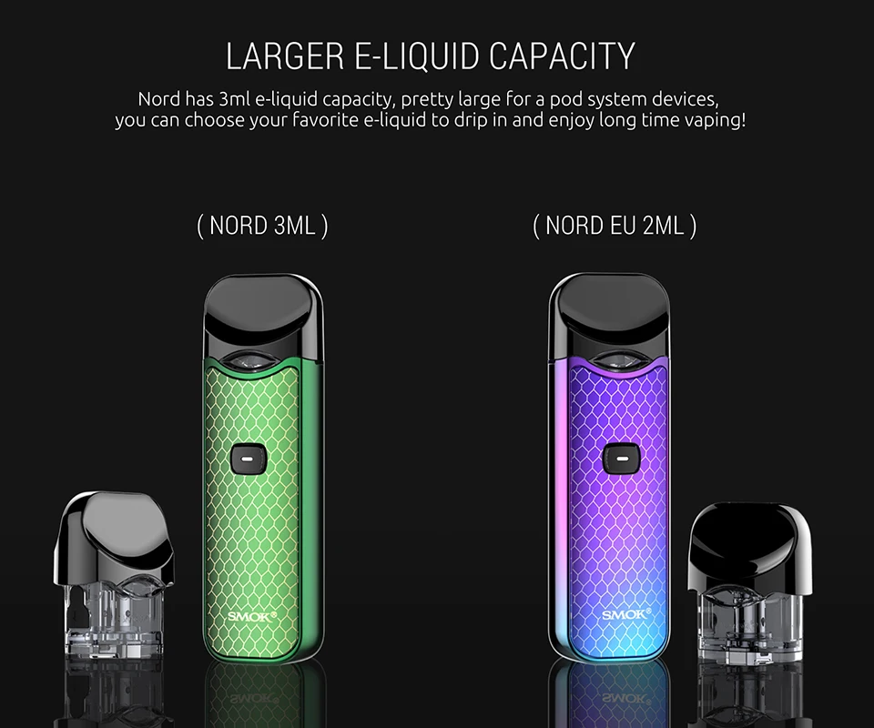 Smok Nord Pod Kit 1100 мАч емкость 3 мл электронная сигарета картридж Vape kit Smok nord pod 1100 электронная сигарета e smoke vaper