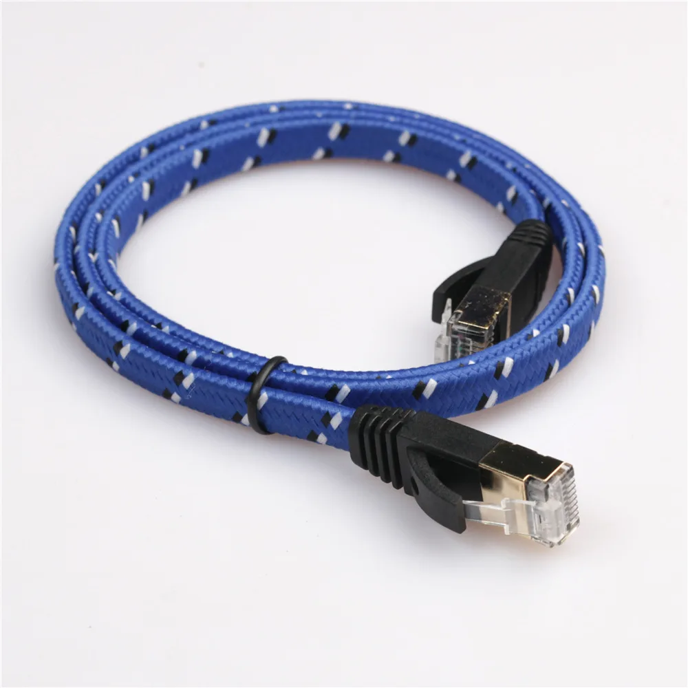 Сетевой кабель RJ45 Cat7 плоский синий кабель Ethernet для PC теплообменник концентратор Ethernet волокна трех слоев экранированный сетевой серфинг