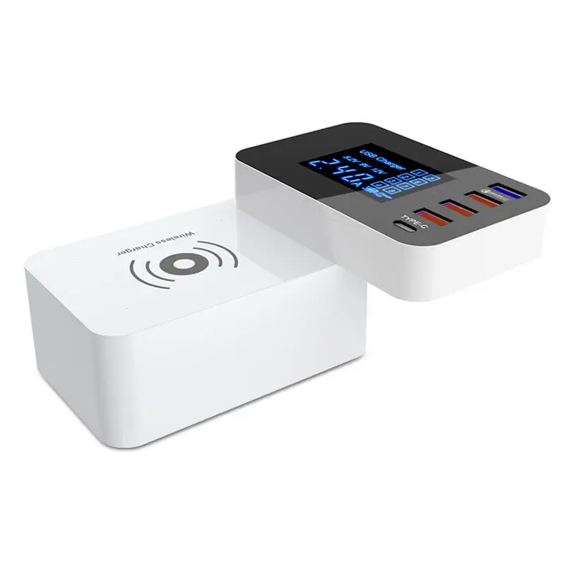 QC3.0 10W Тип C QI Беспроводное быстрое зарядное устройство портативное 4 порта