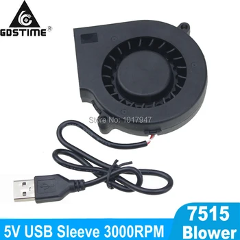 Online 100PCS/Lot Gdstime Brushless DC Cooling Blower Fan 75mm 5V 75x15mm 7515 USB 0.36A Sleeve Bearing For Computer Case Cooler