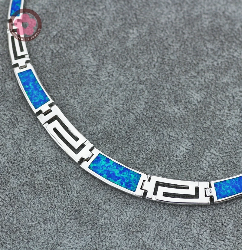 JZN0007 Top Quality Blue Opal Gem Necklace New Trendy Necklace for Women Fine Jewelry Gorgeous Unisex Chain