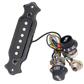 

New MI0301 Prewired Guitar Sound Hole Pickup Wiring Harness for 4 & 6 String Cigar Box, Black