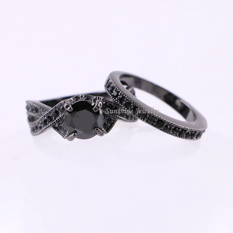 Black Cubic Zirconia Plated Women S Gold Wedding Ring Black Cubic Zirconia Plated Women S Gold Wedding Ring Set Engagement Turkish O Jewelry Maxi In Rings From