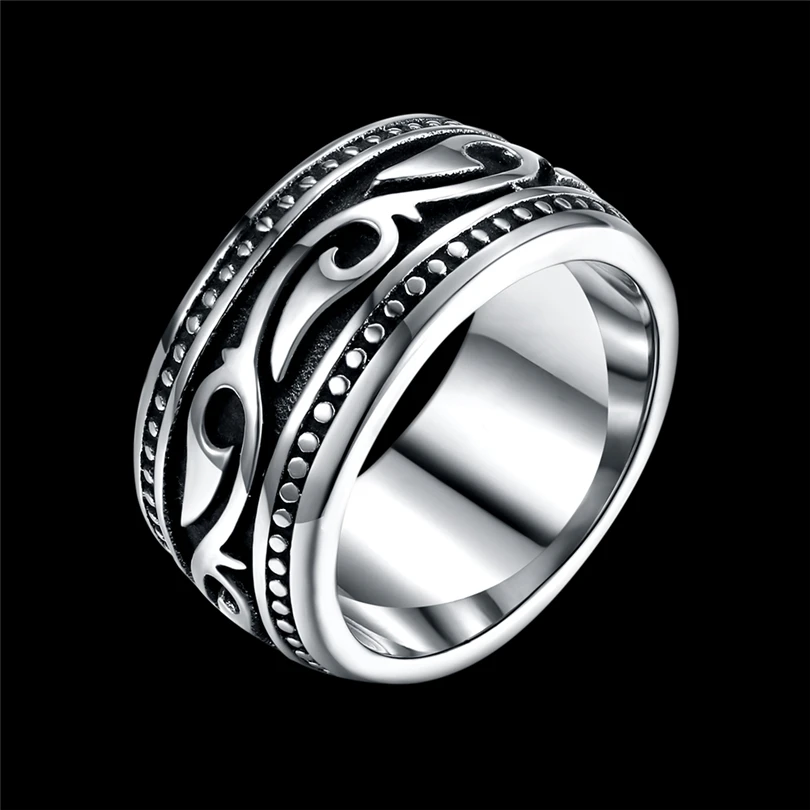 Титановое мужское кольцо из нержавеющей стали, винтажное геомерное мужское кольцо для мужчин, свадебные ювелирные изделия, серебряное винтажное мужское кольцо