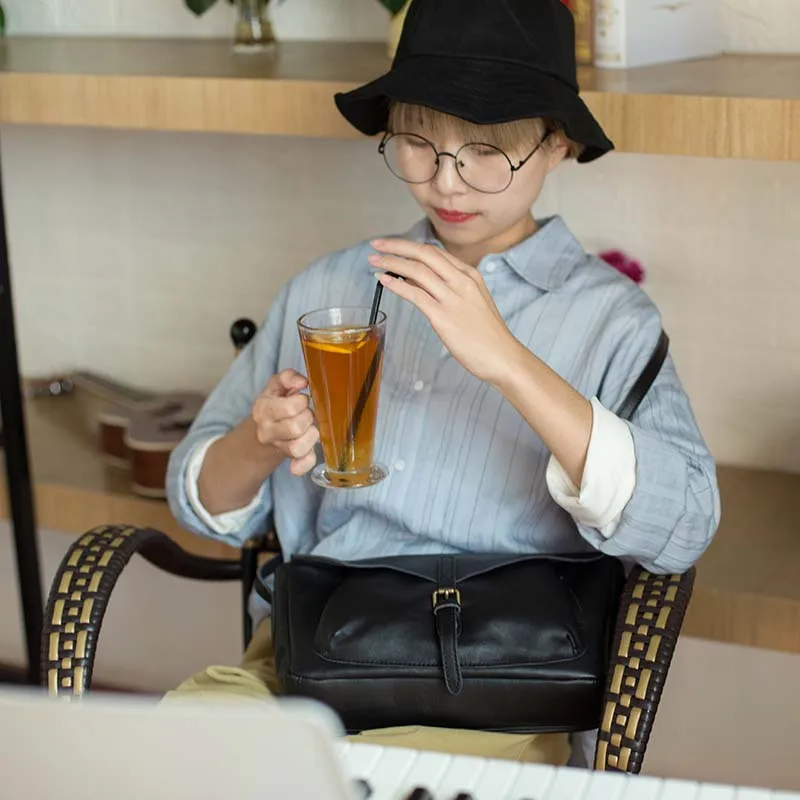 Vintage original simple shoulder bag first layer cowhide large capacity soft leather Messenger bag