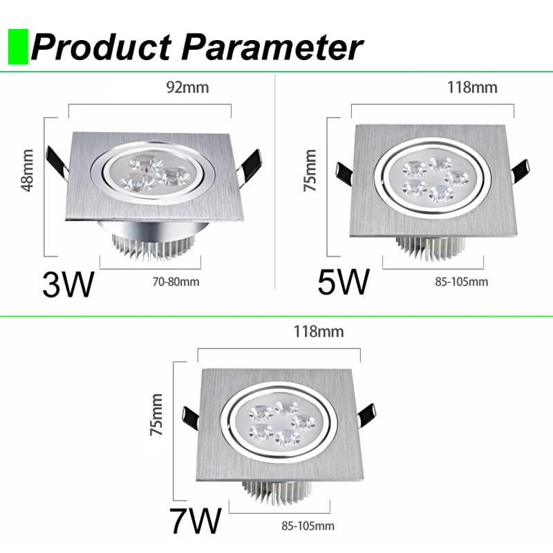 Светодиодный потолочный светильник 3 Вт 5 7 Вт|dimmable downlight|led squareled light square |
