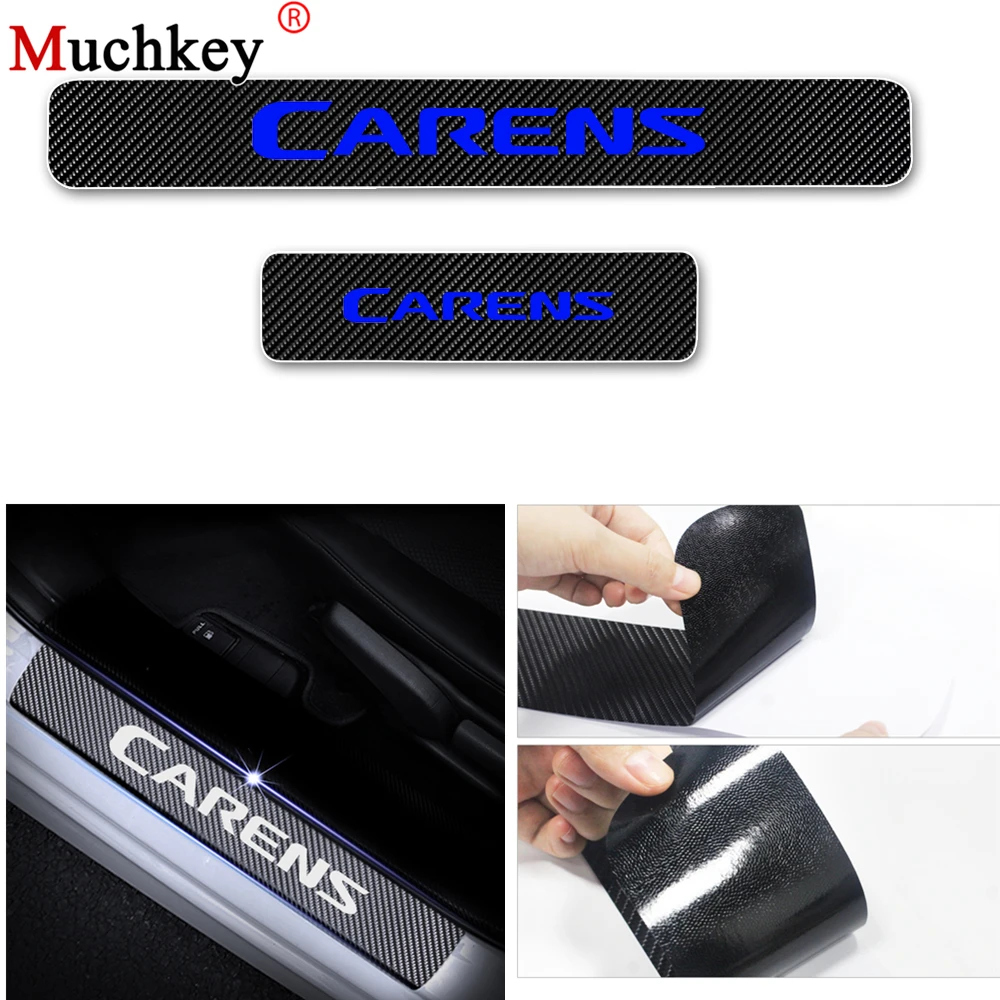 4D Carbon Fiber Vinyl Stickers For Kia Carens Car Door Sill Guard Car
