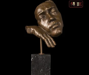 

Abstract Art Sculpture Pure Bronze Copper Marble Thinking Person Statue Figurine