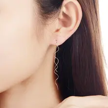 New Silver Plated wave long earrings for women Fashion Jewelry hanging Earrings female brincos Bijoux Top