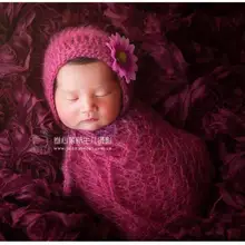 Вязаный комплект для новорожденных, шапка и накидка, свитер из мохера высокого качества, мягкая шляпа для фотографирования новорожденных, реквизит для пеленания