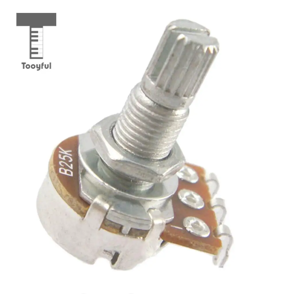 Tooyful 10Pcs Push/Pull Guitar Pot B25K 18mm Long Split Shaft Potentiometer for Bass