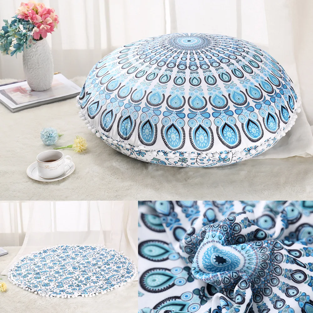 Красочные мандалы подушки для пола Османская круглая богемная медитация Подушка Pouf50
