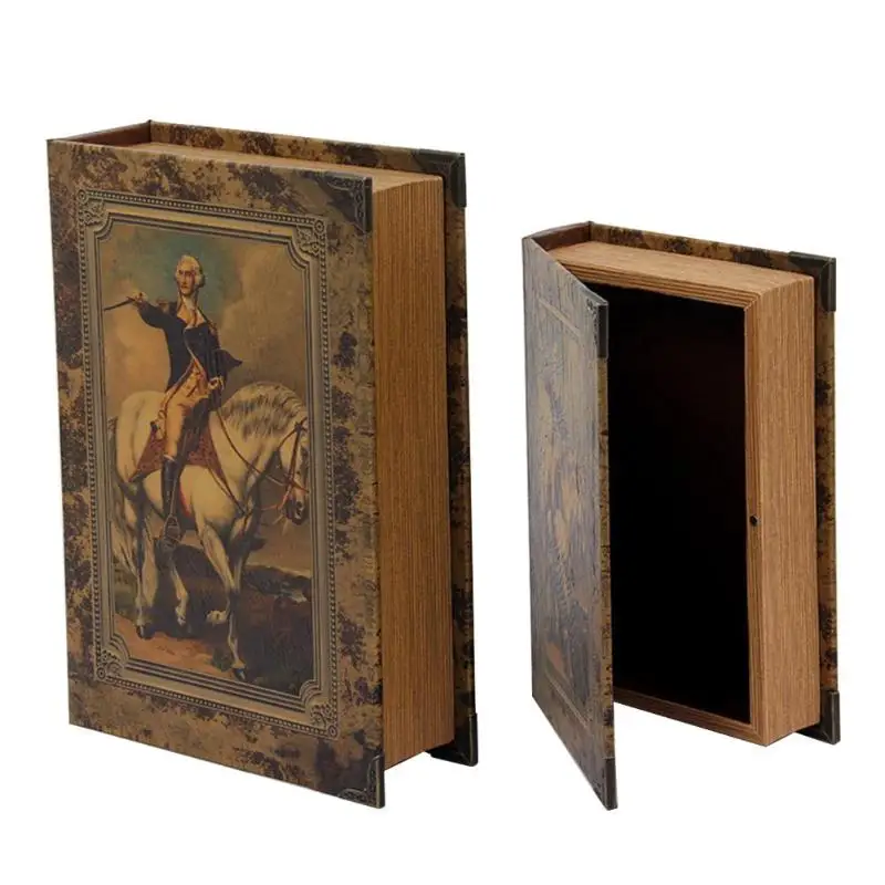 

Retro European Style Map Pattern Wooden Simulation Book Storage Box Crafts Gifts Jewelry Organizer