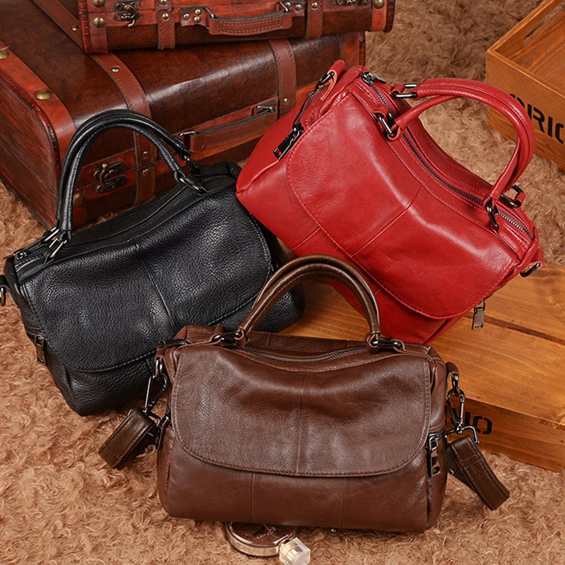 2018-Real-High-Quality-Soft-Genuine-Leather-Women-Handbag-Casual-Women-Boston-Shoulder-Bag-Brand-Zipper (2)
