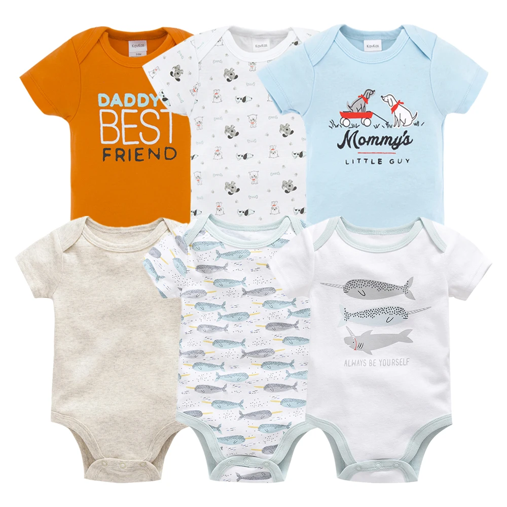 New Kavkas Newborn Baby Girls Footies Boys Clothes Babies Footie Long Sleeve 100%cotton printing Infant Clothes 0-12 Months