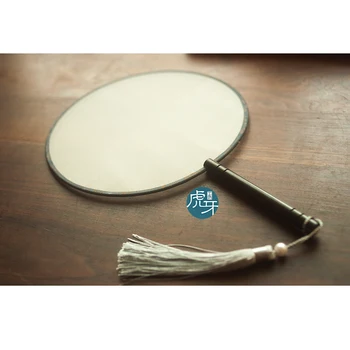

Limited Special Offer Ruler Blank Silk Round Fan Purple Light Rosewood Handle With Tassel French Embroidery Painting