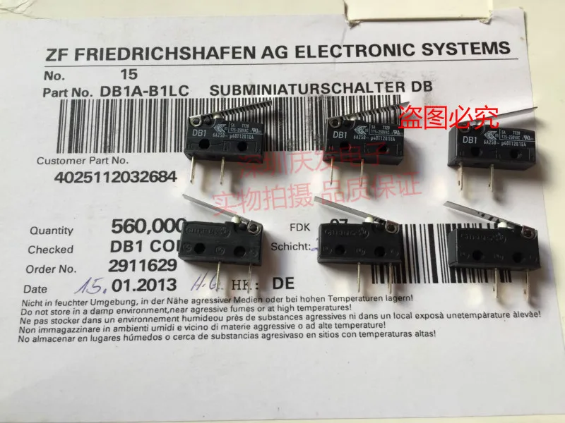

Original new 100% Germany import DB1-B1LC long foot white spot 6A micro switch 2pin handle length 21.5mm