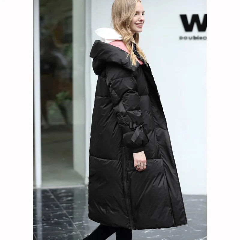 Amii Minimalist Hooded Down Jacket Women Winter