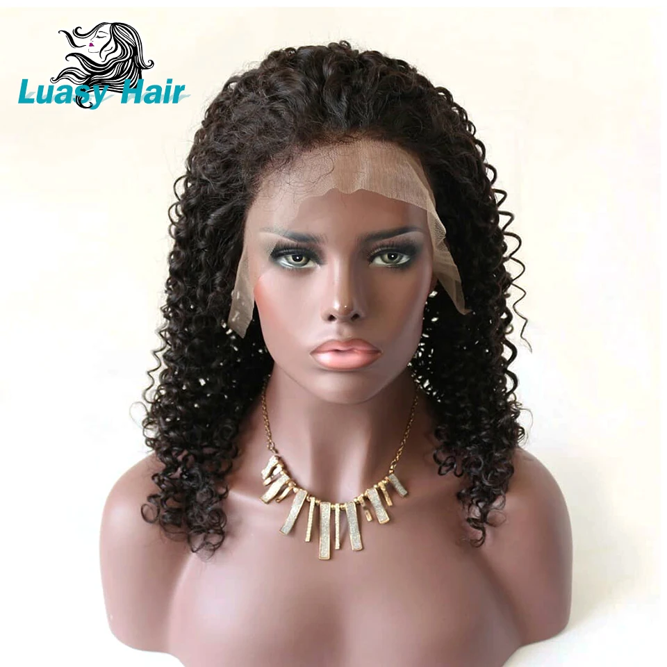 

Brazilian Kinky Curly Lace Front Human Hair Wigs For Black Women With Baby Hair Pre Plucked 13*4 Bleached Knots Luasy Remy Hair