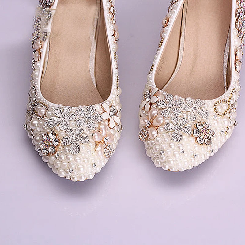 Красивые роскошные свадебные туфли со стразами Феникс Кристалл производительность на среднем каблуке цвета слоновой кости обувь для Выпускного бала обувь для подружки невесты