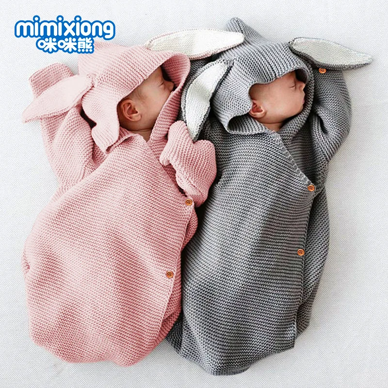 

Baby Sleeping Bags Rabbit Autumn Winter Warm Toddle Infant Knitted Stroller Swaddle Wrap Nest Envelopes For Newborn Kids