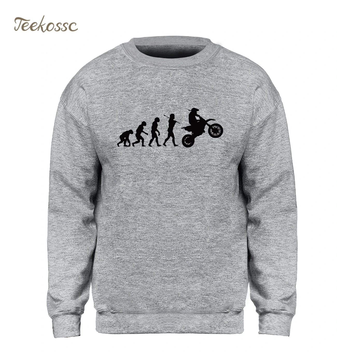 Dirtbike Evolution Motocross Sweatshirt Men Casual Hoodie Slim Fit Sweatshirts 2018 Winter Autumn Fleece Warm Gray Streetwear