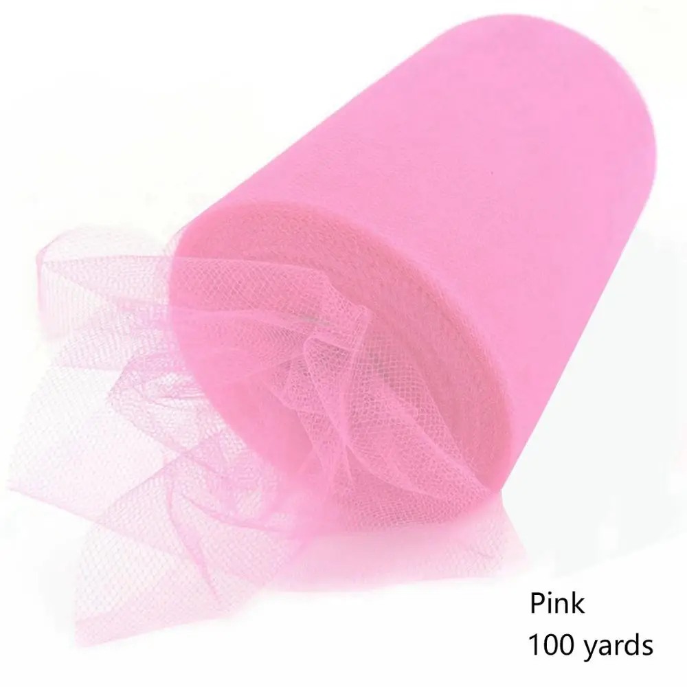 100 ярдов 15 см Свадебный тюль рулон деревенский Свадебный декор рулон ткани ремесло Тюлевая пачка DIY органза Baby Shower - Цвет: 100yard Pink