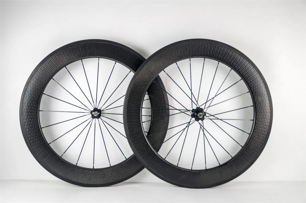 Flash Deal OEM carbon wheels 80mm dimple carbon wheelset 25mm width basalt carbon wheel chinese road bike wheel 6