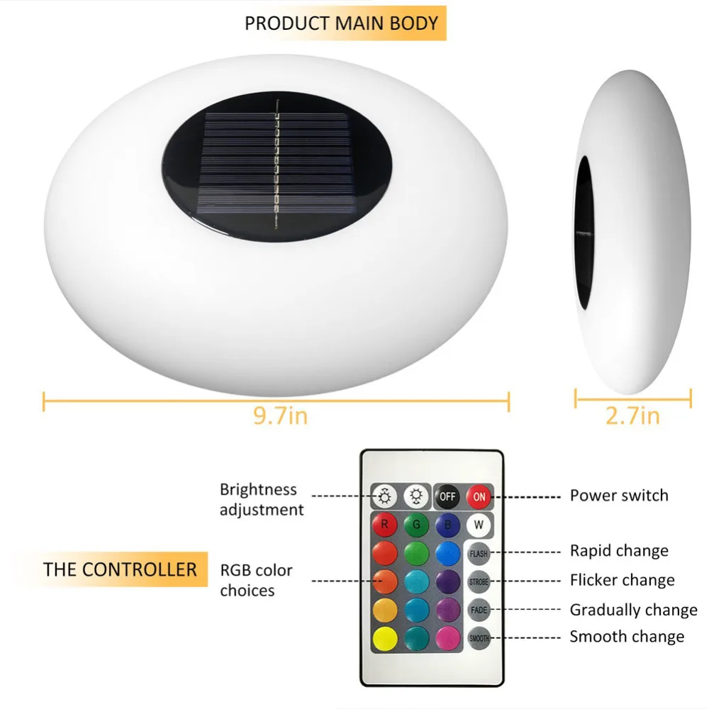 Solar Pool Lights,  Solar Floating Light with Remote Control Multi-Color Changing Waterproof Outdoor Solar Garden Lights solar flood lights outdoor