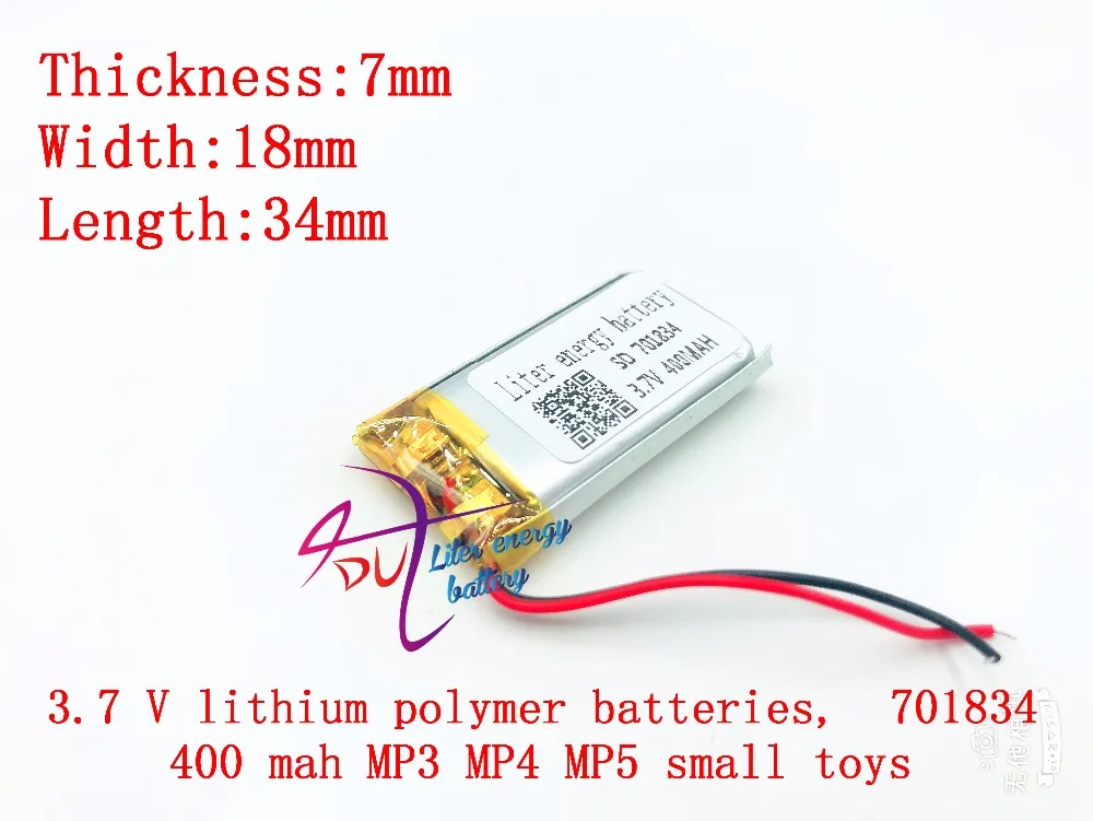 3 7 V 400mAH 701834 (полимерный литий ионный/литий ионный аккумулятор) для смарт часов GPS