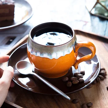 

Porcelain Coffee Cup Saucer Set Glazed Hand Painted Coffeeware Fancy Ceramic Cup Personalized Household Office Coffee Cups