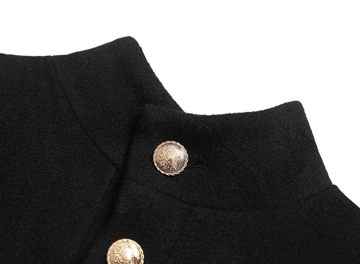 Черный плащ в стиле ретро, пальто плюс, плотное шерстяное пальто, женское тонкое длинное шерстяное пальто, осень и зима, Женское пальто, Vestidos Femme