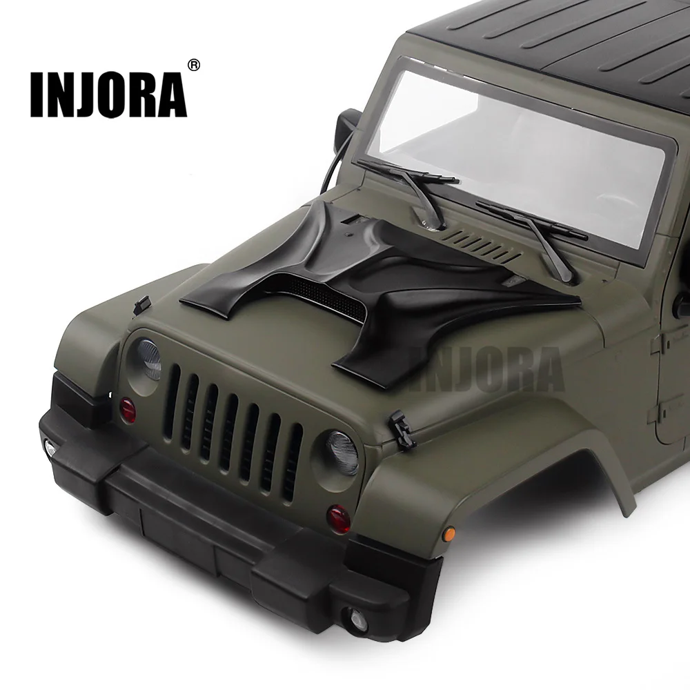 

INJORA Black Plastic Engine Cover for 1:10 RC Crawler Axial SCX10 90046 RC4WD D90 Jeep Wrangler Body Parts