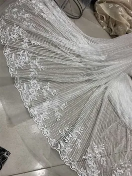 

heavy beaded Embroidered Cord Lace Fabric for bridal dress Nigerian french net Lace with full beads