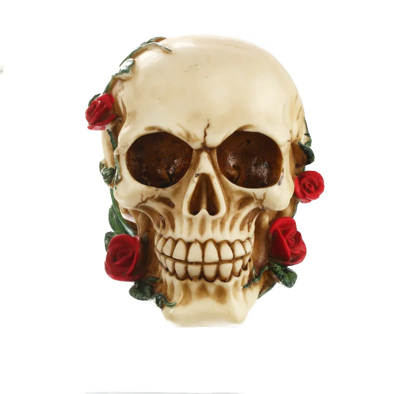 Креативная статуя розы в виде черепа из смолы, скульптура на Хэллоуин, украшение для дома, офиса, стола, игрушка, подарок на день рождения, вечерние украшения на Хэллоуин