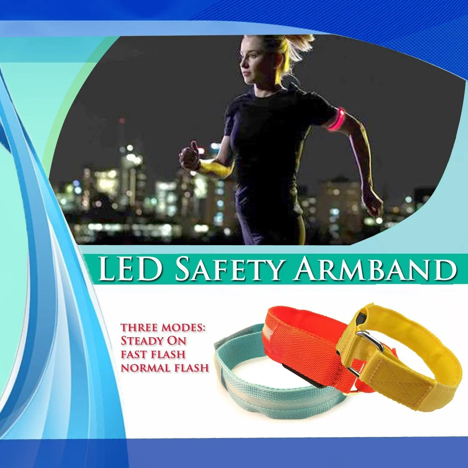 Jeebel USB зарядка ночных пробежек Предупреждение повязка на руку во время Led Для мужчин Для женщин Водонепроницаемый безопасности для бега нарукавник со ноги предупредительный браслет велосипеда