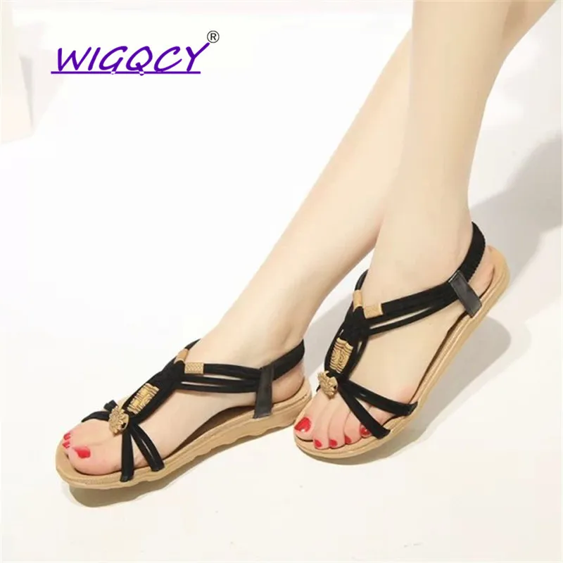 

Suede Riband flat sandals women 2019 summer shoes women Bohemian Open toe String Bead wild Retro Casual ladies shoes
